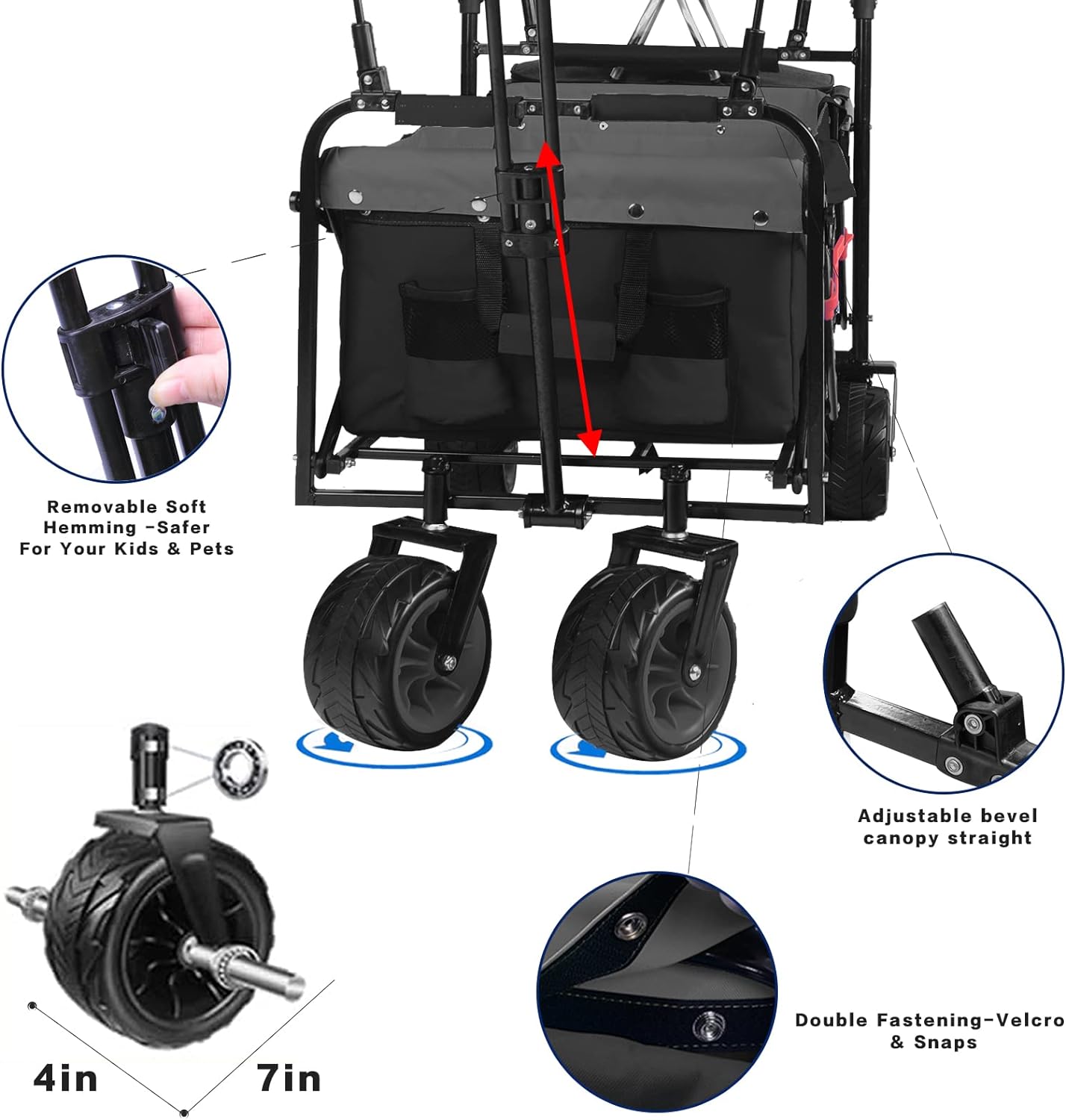 IFAST Collapsible Wagon Heavy Duty Folding Cart with Removable Canopy