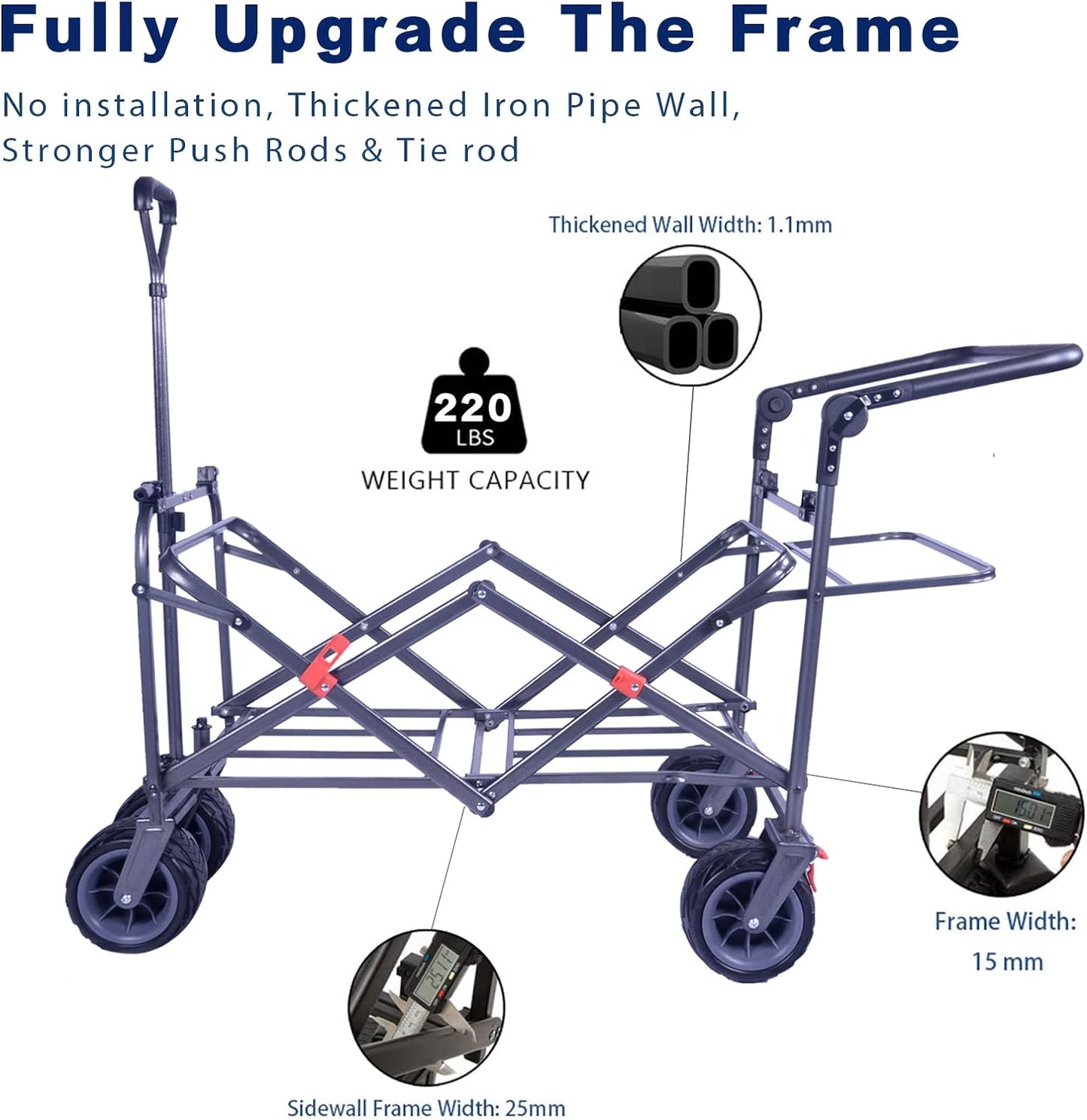 IFAST Collapsible Wagon Heavy Duty Folding Cart with Removable Canopy