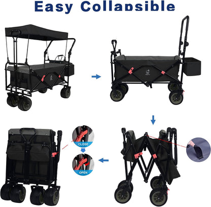 IFAST Collapsible Wagon Heavy Duty Folding Cart with Removable Canopy