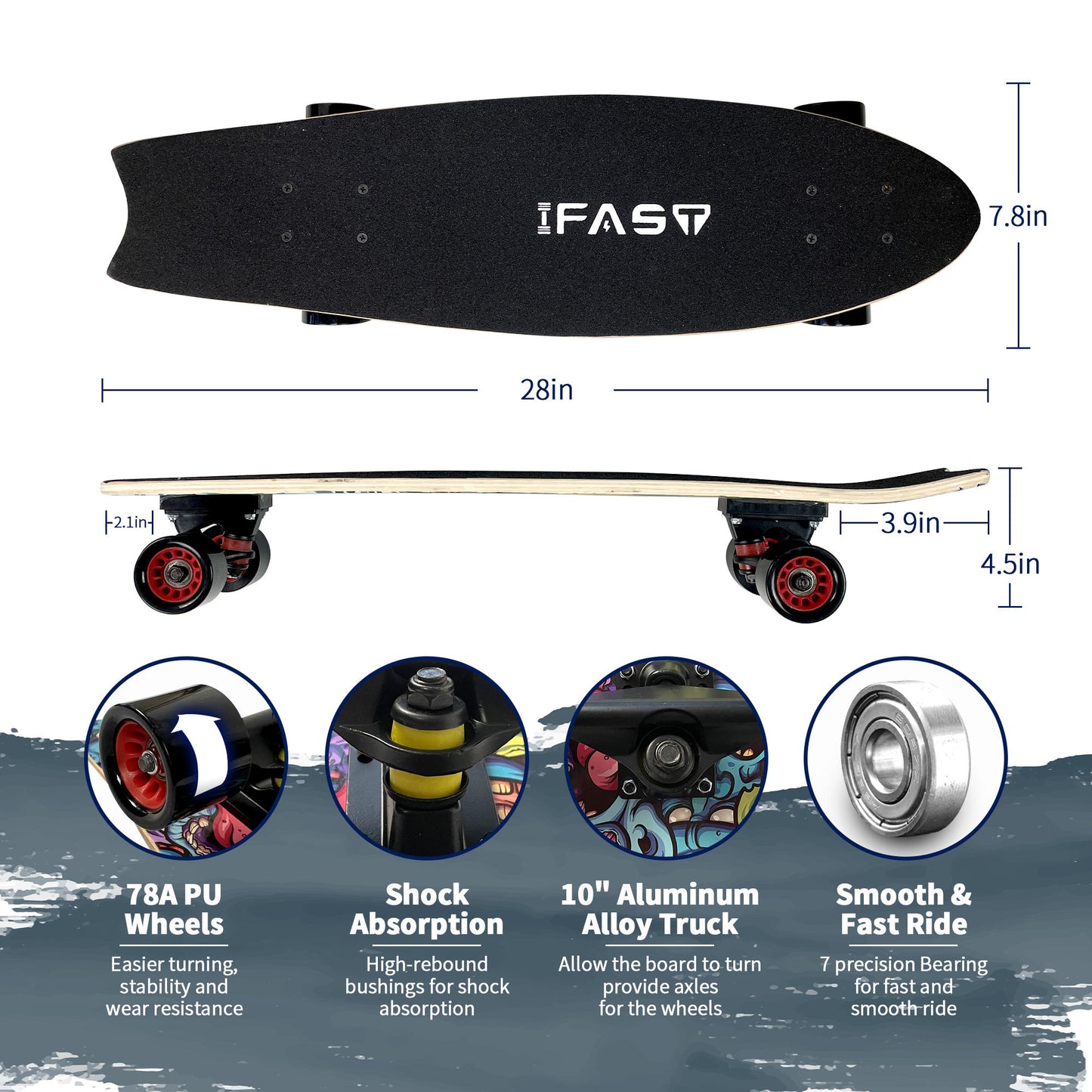 cruiser skateboards size